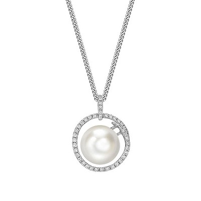 White Gold Pearl & Diamond Necklace