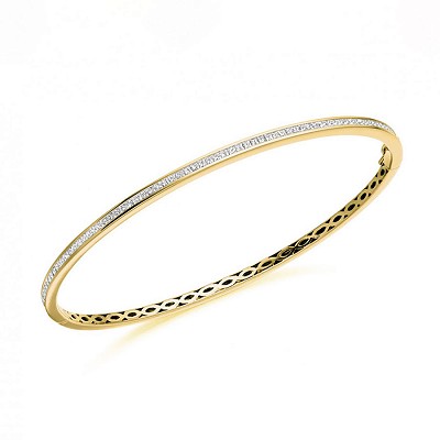 Yellow Gold Princess Cut Diamond Bangle