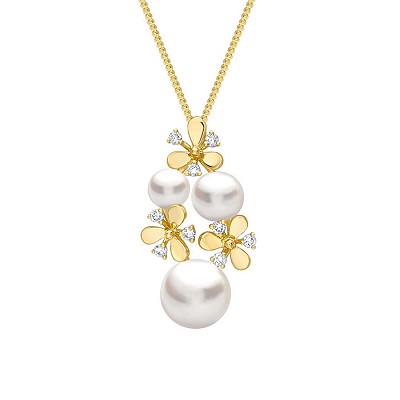 18ct Gold Pearl & Diamond Necklace