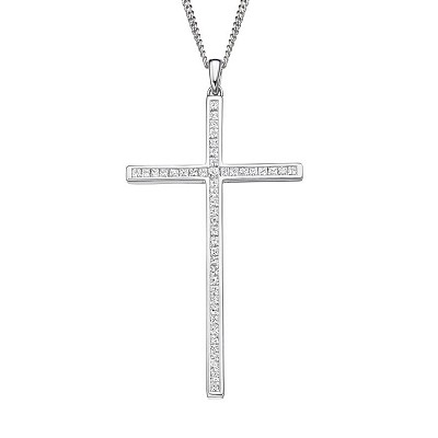 White Gold Princess Cut Diamond Cross