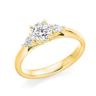 Round Brilliant Diamond Solitaire with Diamond Pear Shoulders